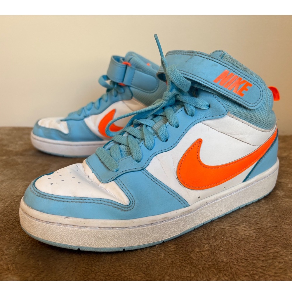 Nike Court Borough Mid 2 University Blue Orange Kids Shoes HF4791-407 Size 6Y